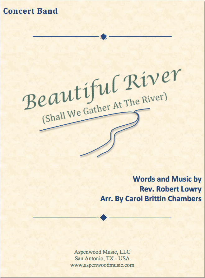 Sheet music cover for 'Beautiful River' arranged for concert band.