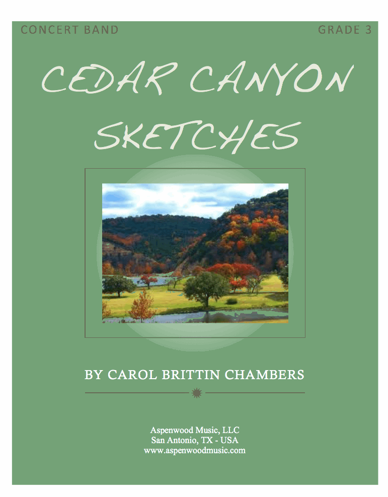 Sheet music cover for Cedar Canyon Sketches by Carol Brittin Chambers.