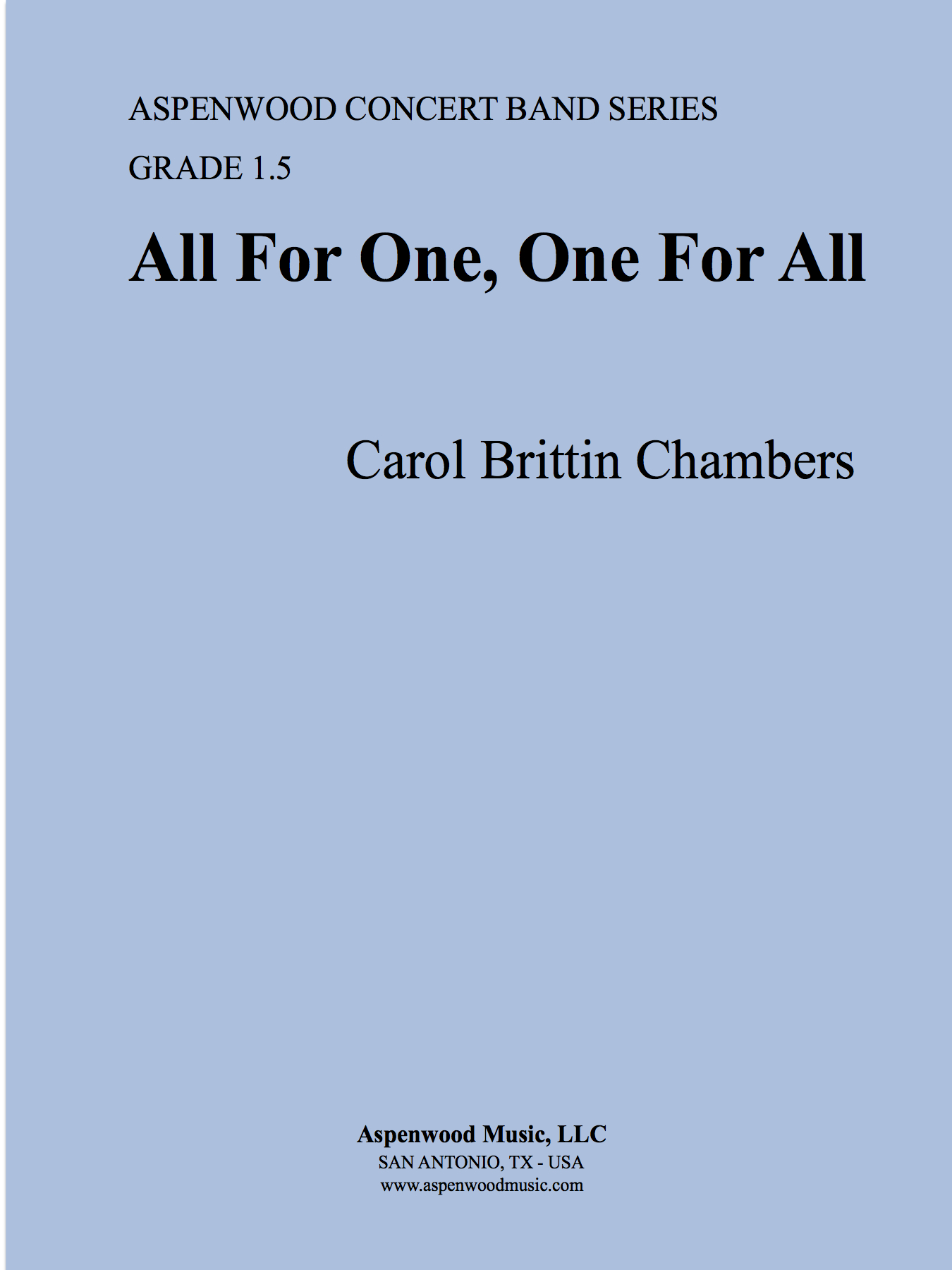 Book cover titled 'All For One, One For All' by Carol Brittin Chambers.