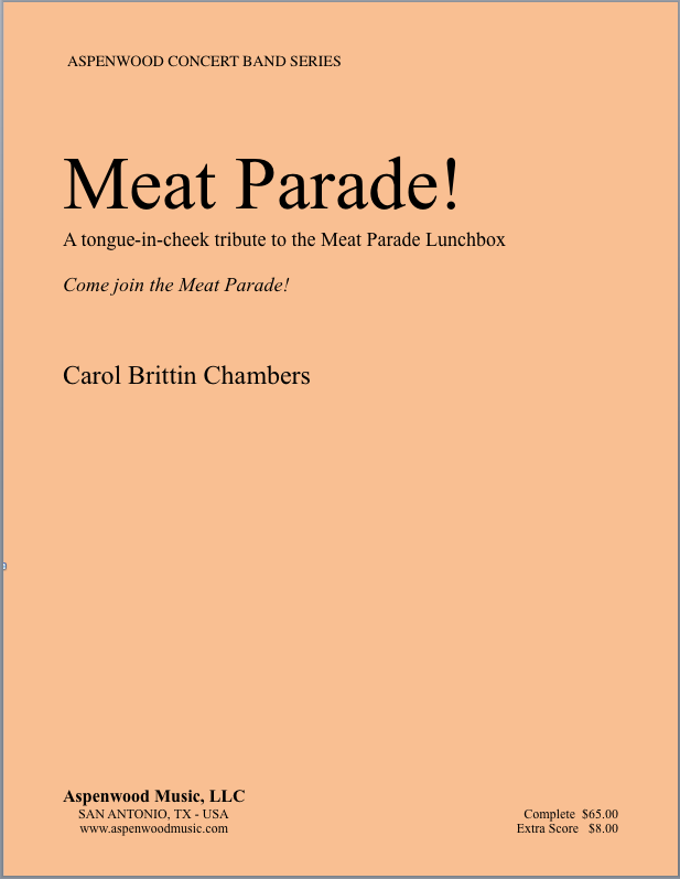 Cover of 'Meat Parade!' by Carol Brittin Chambers with simple peach background.