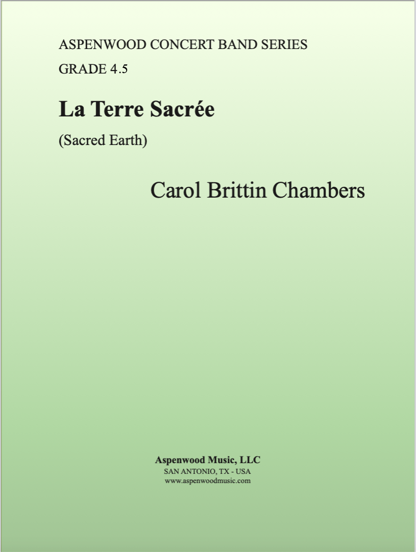 Book cover of 'La Terre Sacrée' by Carol Brittin Chambers with a green gradient background.