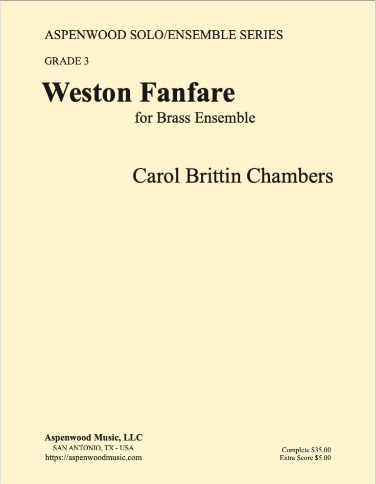 Cover of "Weston Fanfare" brass ensemble sheet music by Carol Brittin Chambers.