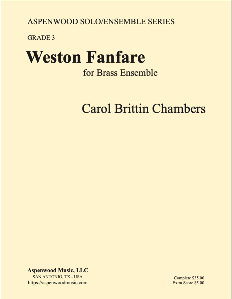 Cover of "Weston Fanfare" brass ensemble sheet music by Carol Brittin Chambers.
