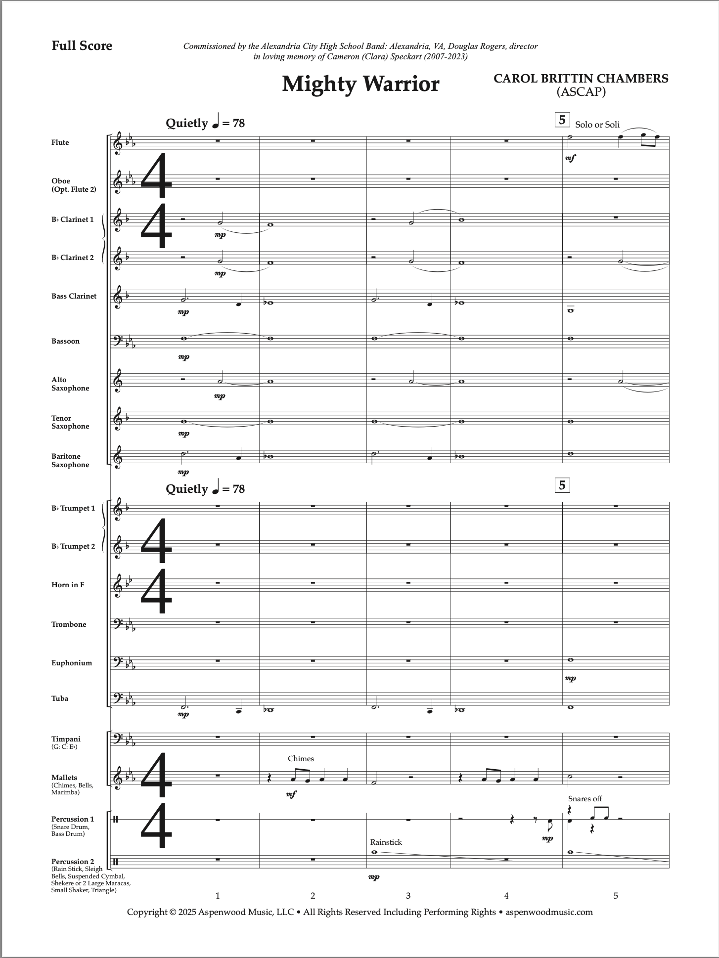 Orchestral music score showing various instrument parts and dynamics.
