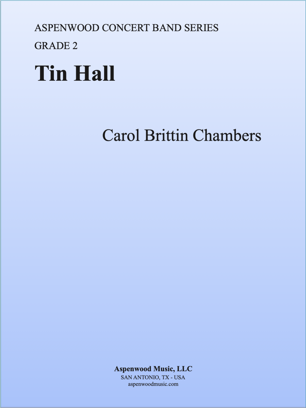 Book cover titled 'Tin Hall' by Carol Brittin Chambers with a blue gradient background.